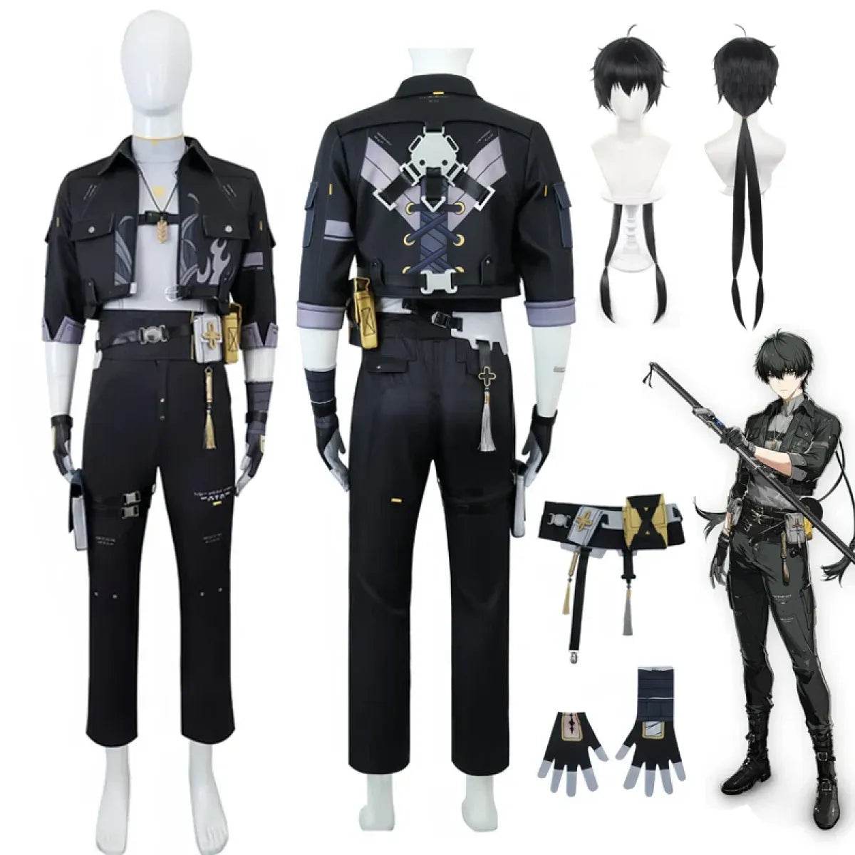Wuthering Waves Rover Male Cosplay Costume – Full Set with Wig - S / Costume and wig