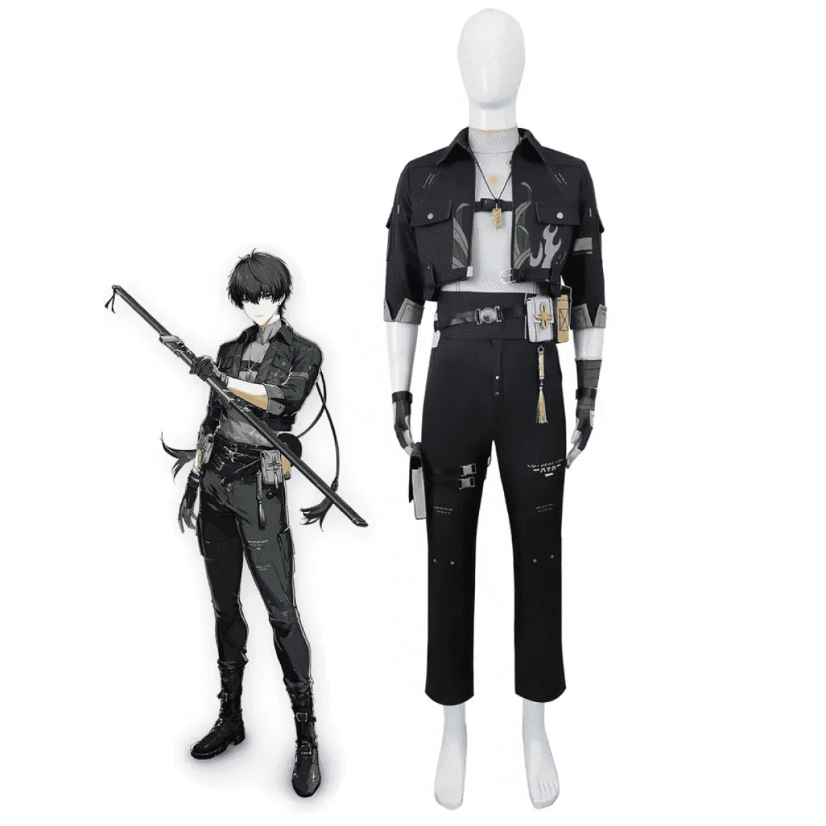 Wuthering Waves Rover Male Cosplay Costume – Full Set with Wig - S / Costume and wig