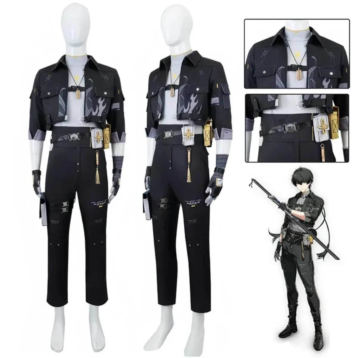 Wuthering Waves Rover Male Cosplay Costume – Full Set with Wig - S / Costume and wig