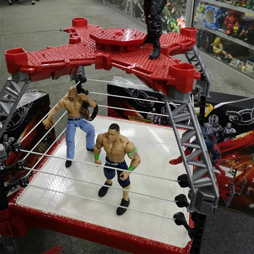 WWE Ring For Action Figures Wrestling Toys WWE Action Figures Elite Wrestlers Warriors Toy Ring & Realistic Accessories Fun