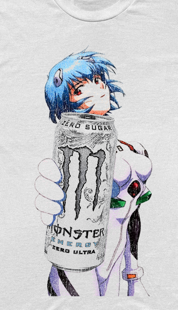 Evangelion Rei Ayanami Monster Parody Washed White Tee