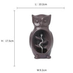 Ceramic Owl Waterfall Animal Backflow Incense Burner - Blue