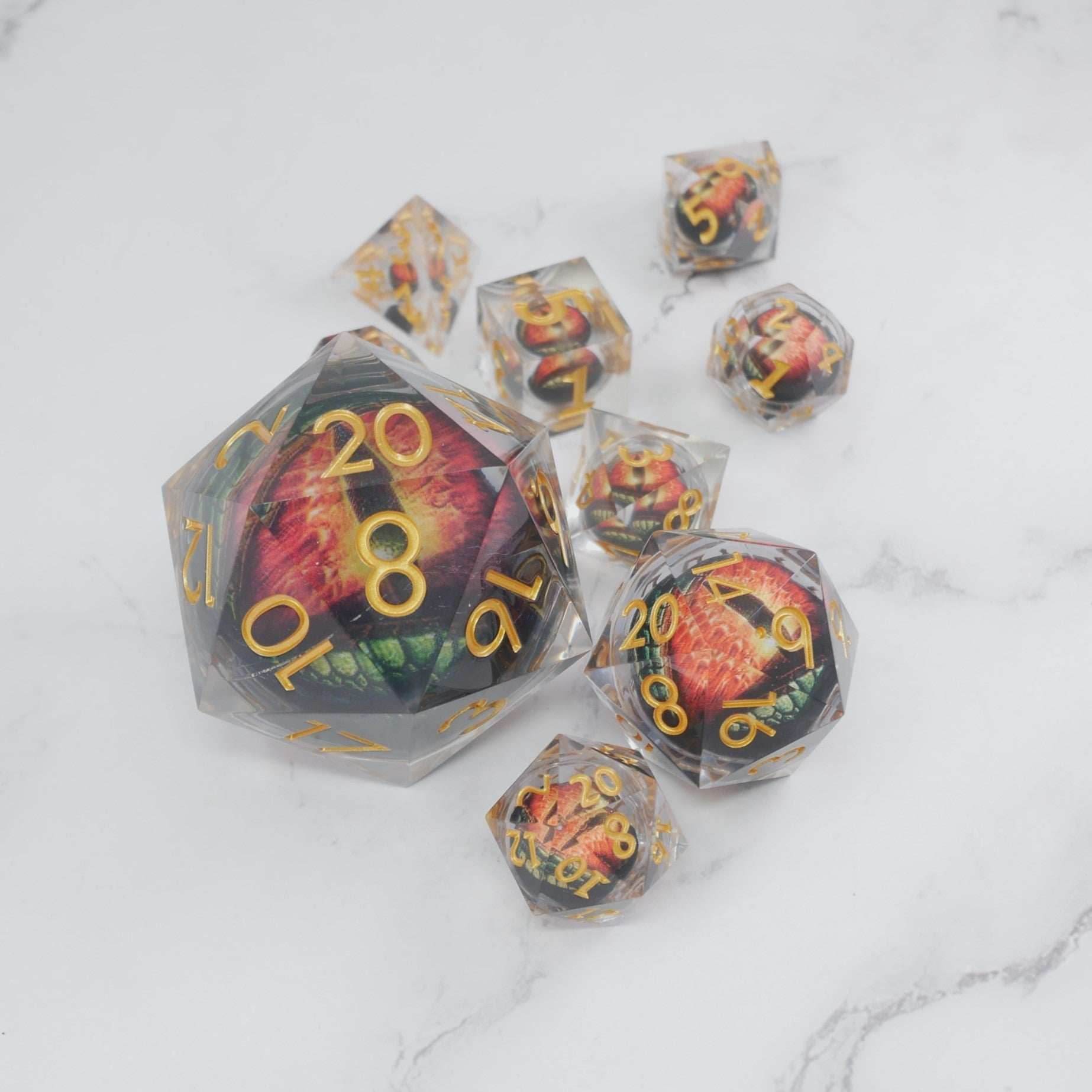 Xanathar's Eye | 7 Piece Moving Eye DnD Dice Set | Acrylic RPG Gaming Dice - 
