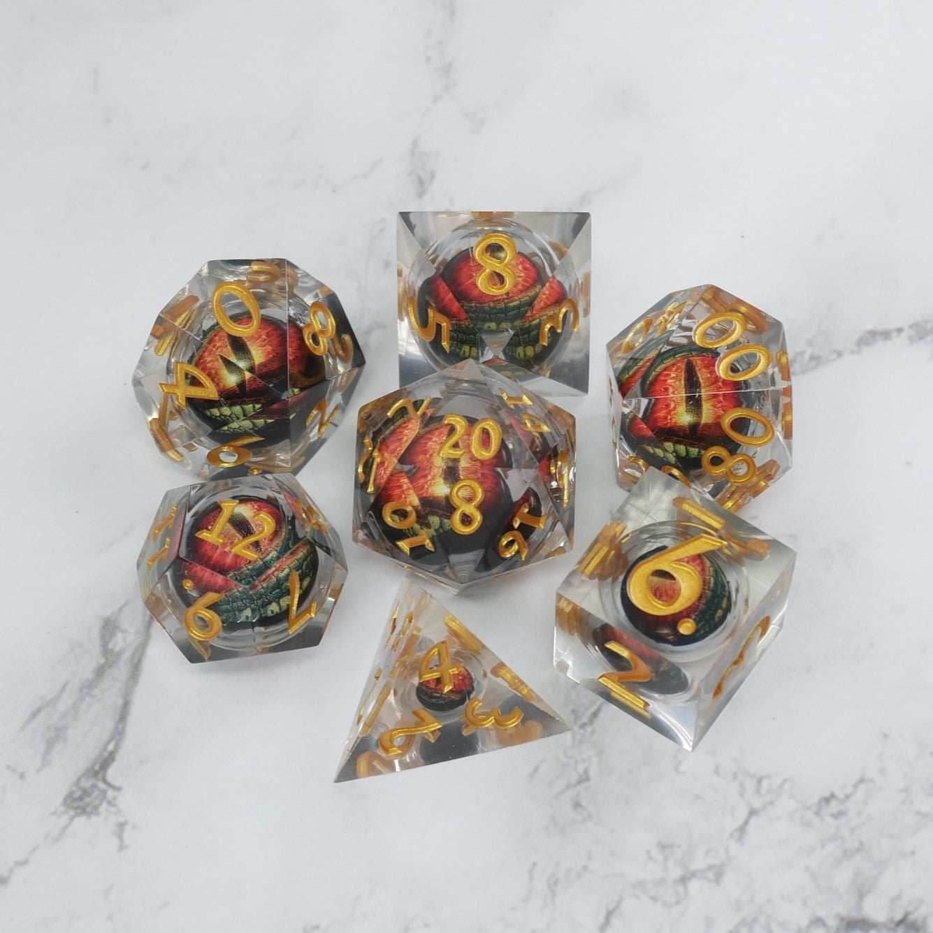 Xanathar's Eye | 7 Piece Moving Eye DnD Dice Set | Acrylic RPG Gaming Dice - 