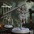 Xendra, Sisterhood Bladedancer (Female Human Barbarian Pinup) - With Armor / Claymore