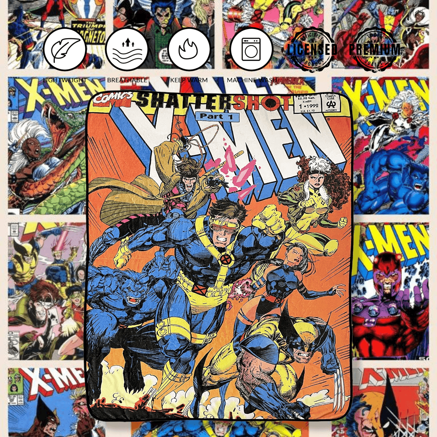 Marvel X-Men 90's Shattershot Fleece Throw Blanket - 