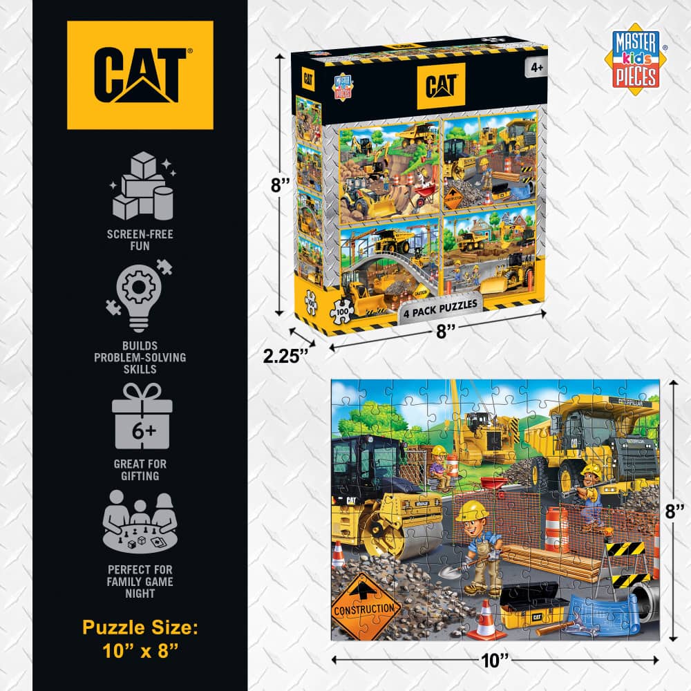 CAT 100 Piece Jigsaw Puzzles 4-Pack