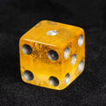 Yellow beer resin silver dots 7xD6 dice set
