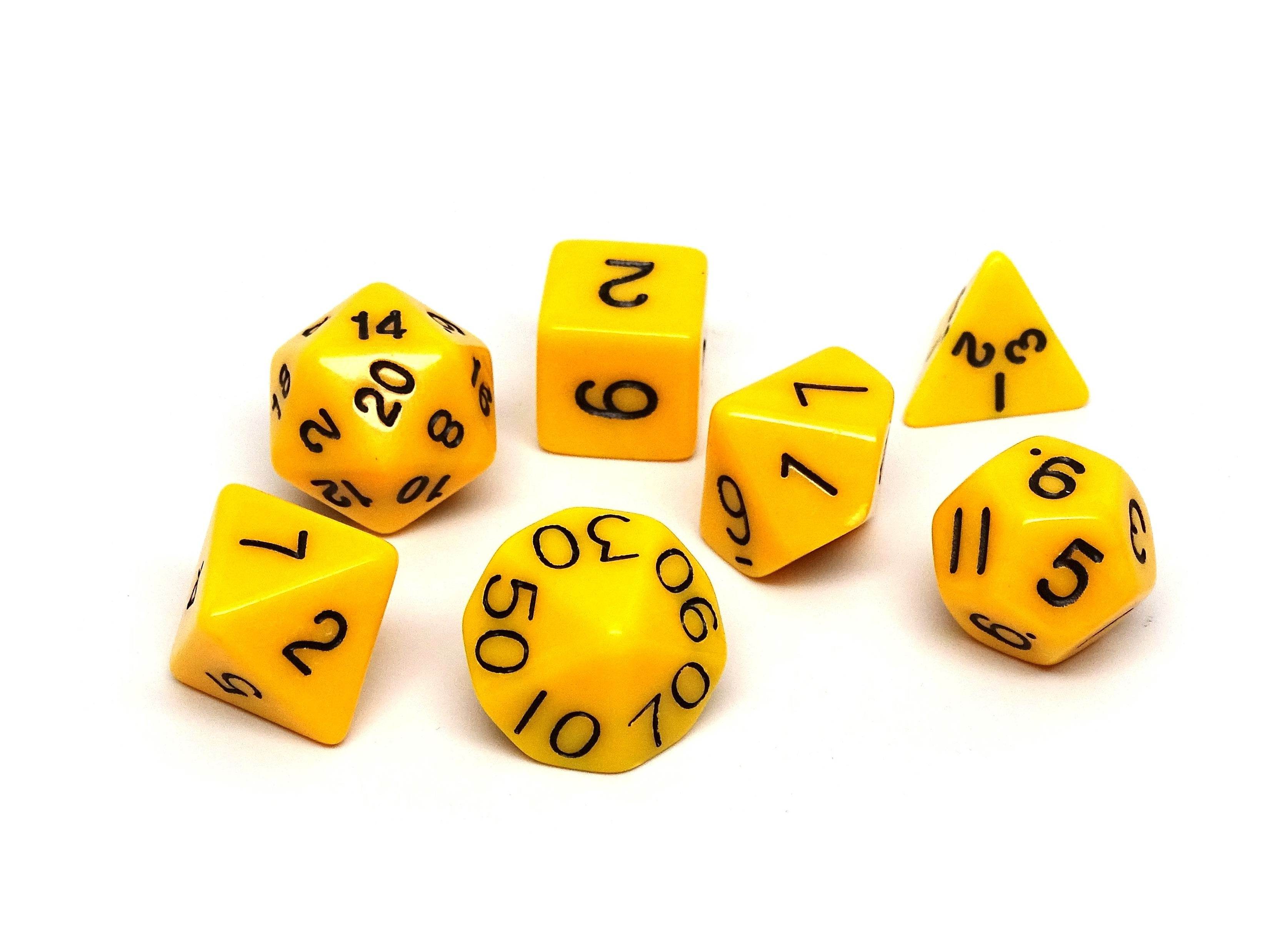Yellow Opaque Dice - 7 Piece Set - 