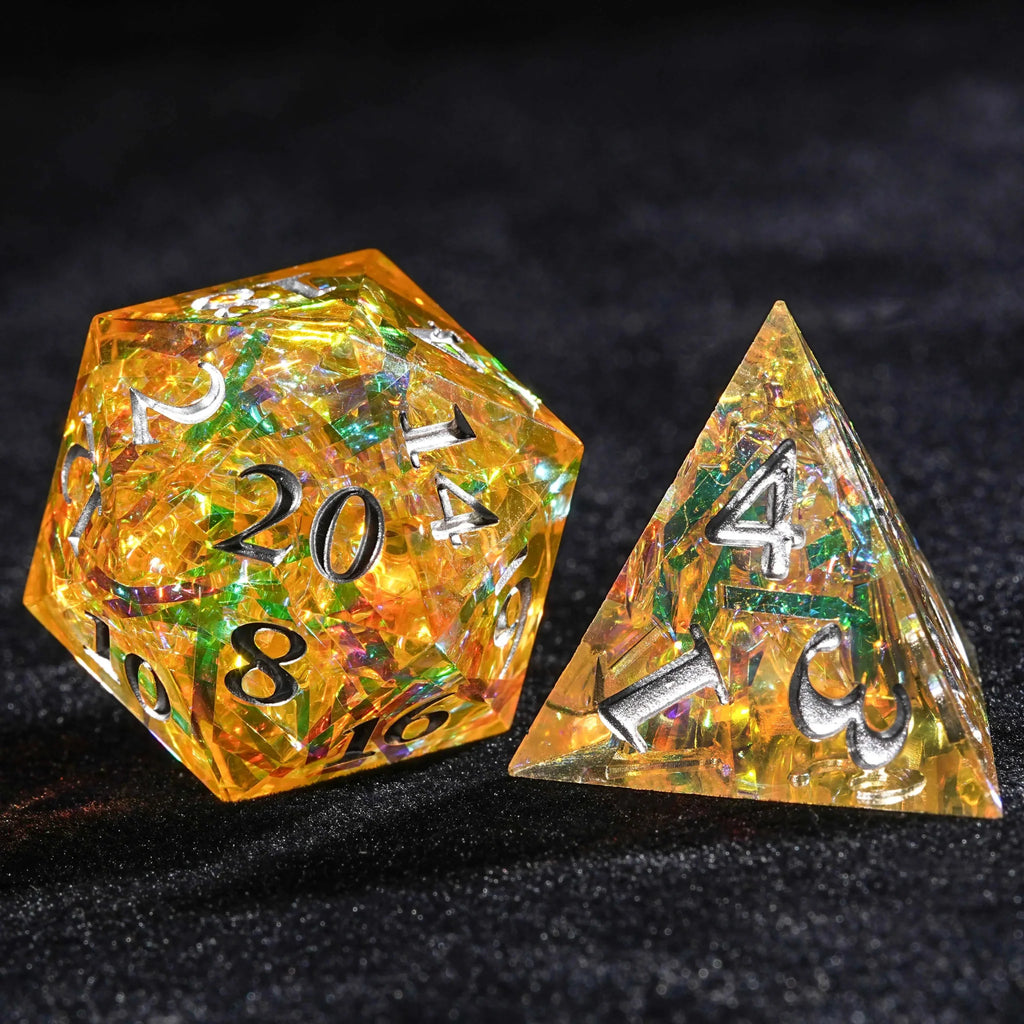 Yellow Resin Solid Sparkling Destiny Dice Set