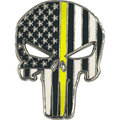 PBX-003-A Thin Gold Line American Flag Pin Police Emergency 911 Dispatcher with die-cut eyes yellow trucker and dual pin posts and deluxe locking clasps - 