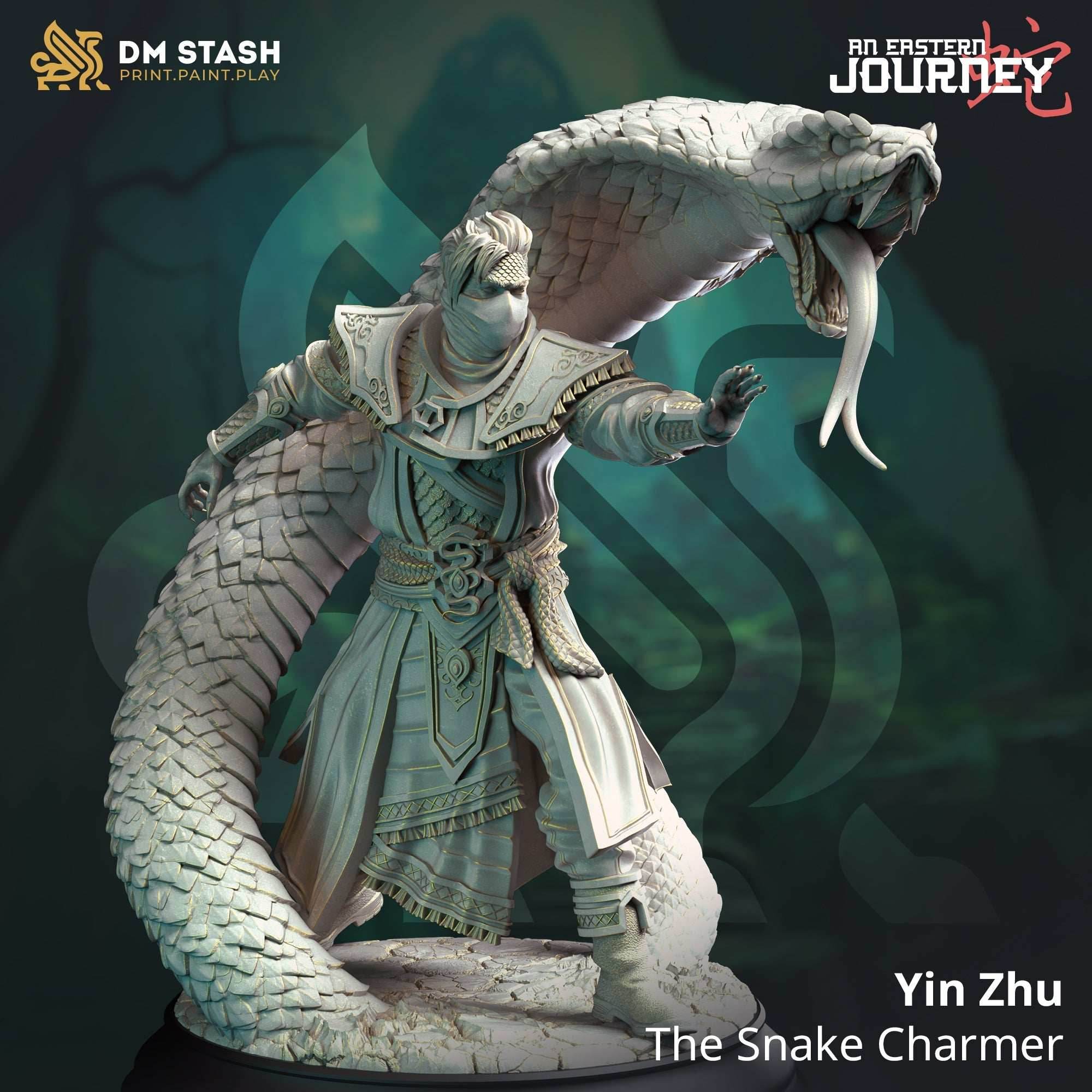 Yin Zhu, the Snake Charmer (Male Yuan-ti Beastmaster) - 32mm Scale