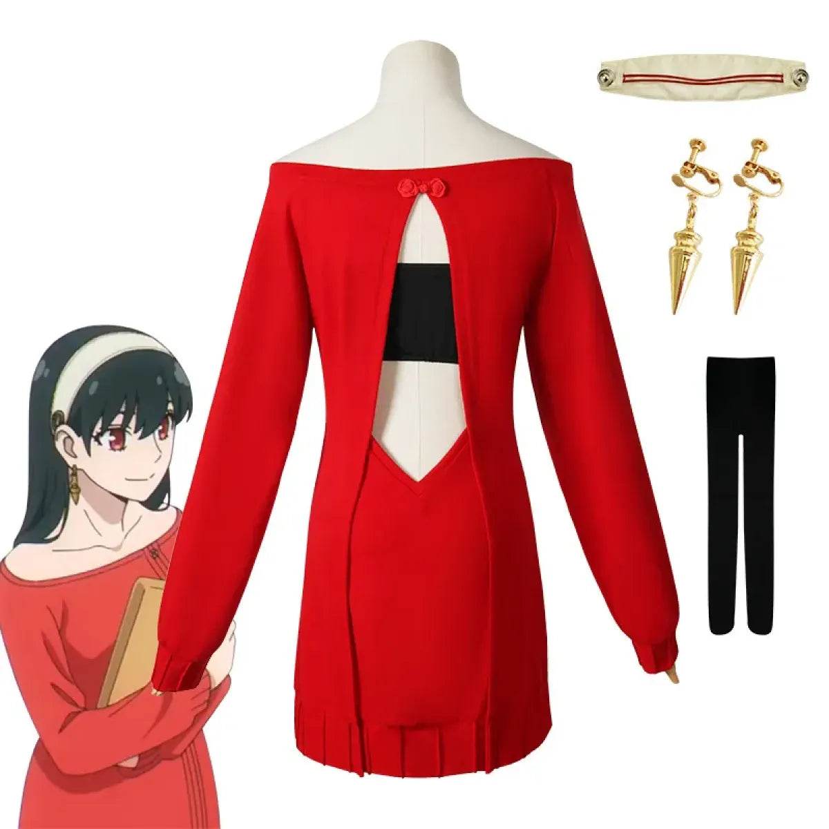Yor Forger 'Thorn Princess' Cosplay - Sexy Red Sweater Dress - Yor Briar Dress Wig / XXL