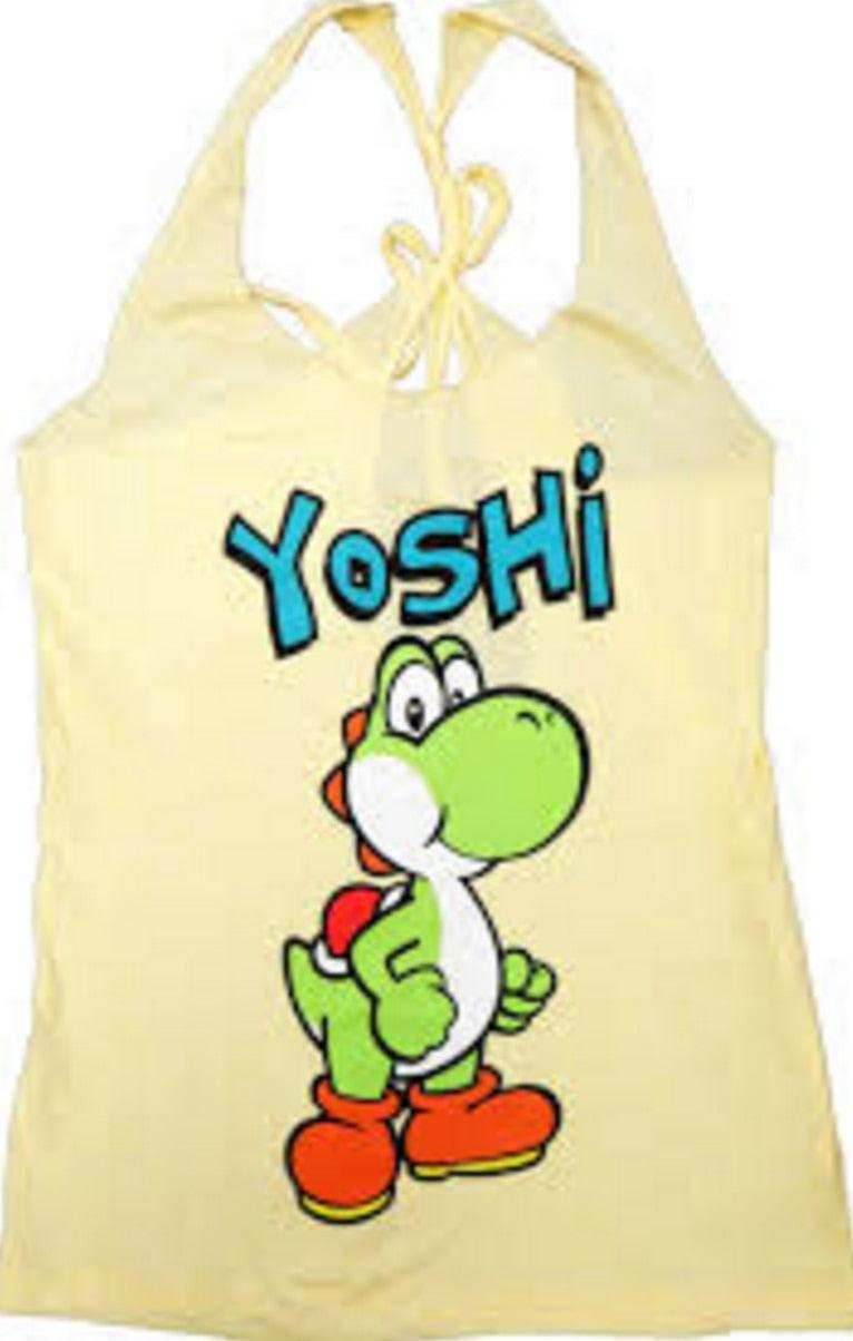 Yoshi Yellow Thin-Cut Tank Top With Open Braided Racerback Back - S