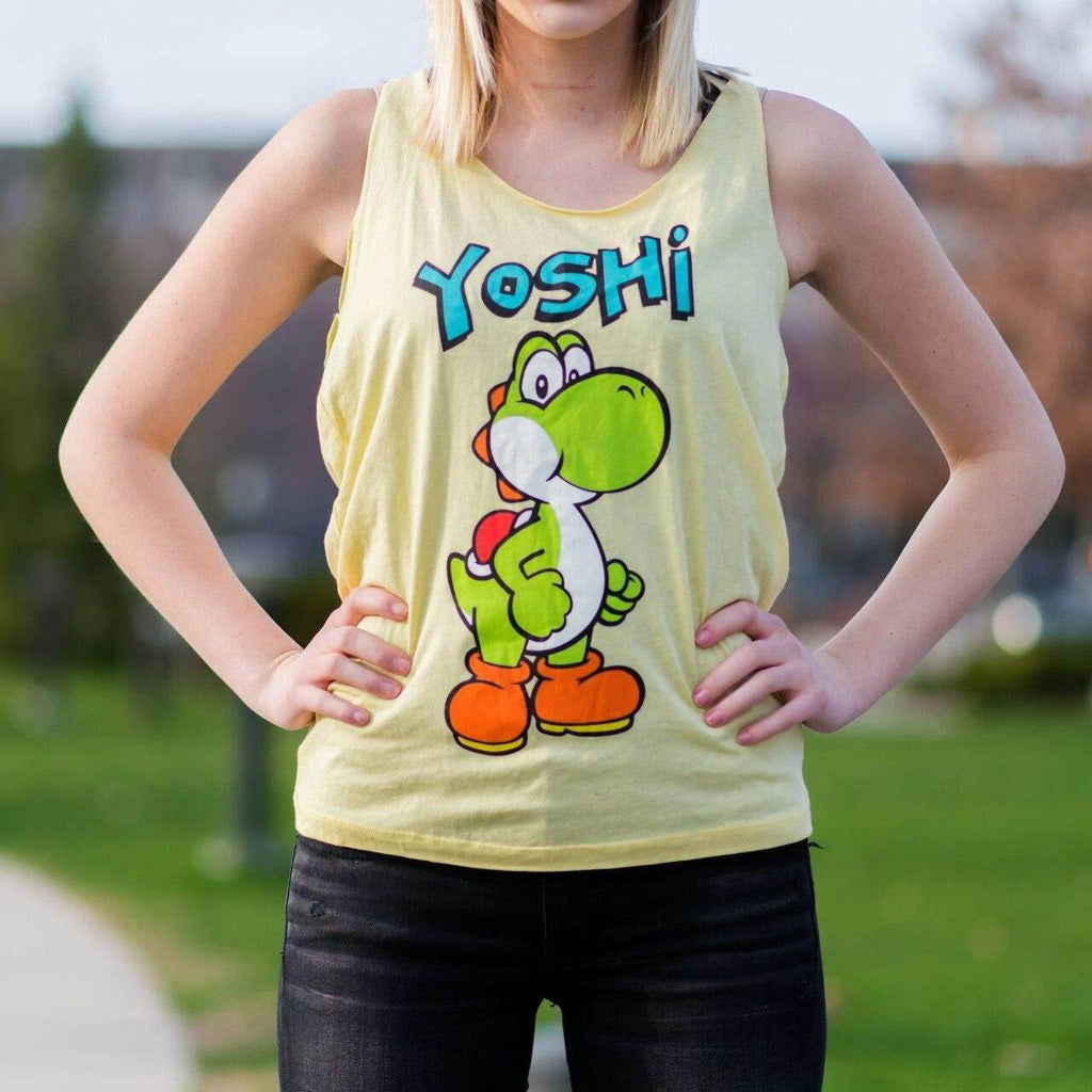 Yoshi Yellow Thin-Cut Tank Top With Open Braided Racerback Back - S