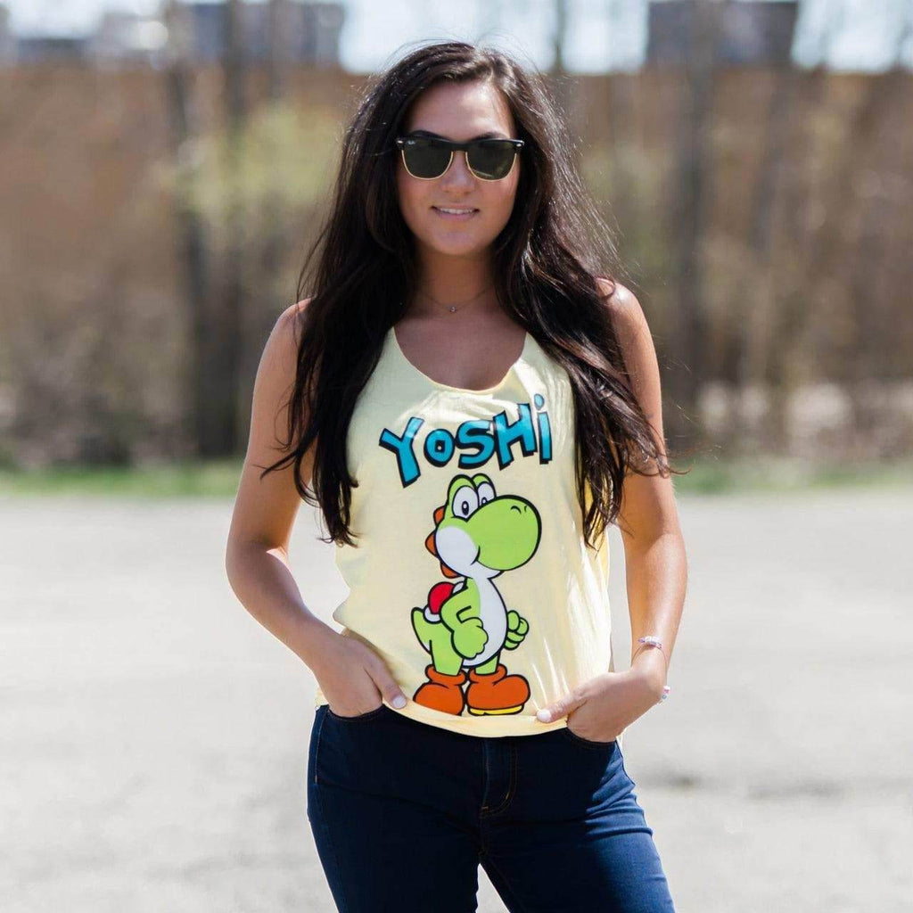 Yoshi Yellow Thin-Cut Tank Top With Open Braided Racerback Back - S