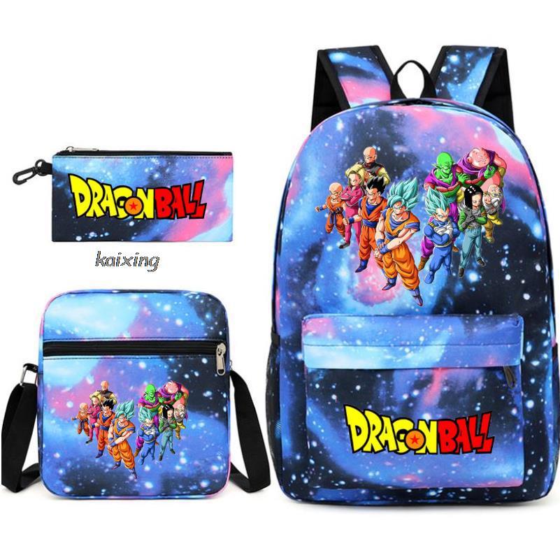 Youth Dragon Ball Backpack Student Shoulder Bag Travel Bag 3-Piece Set