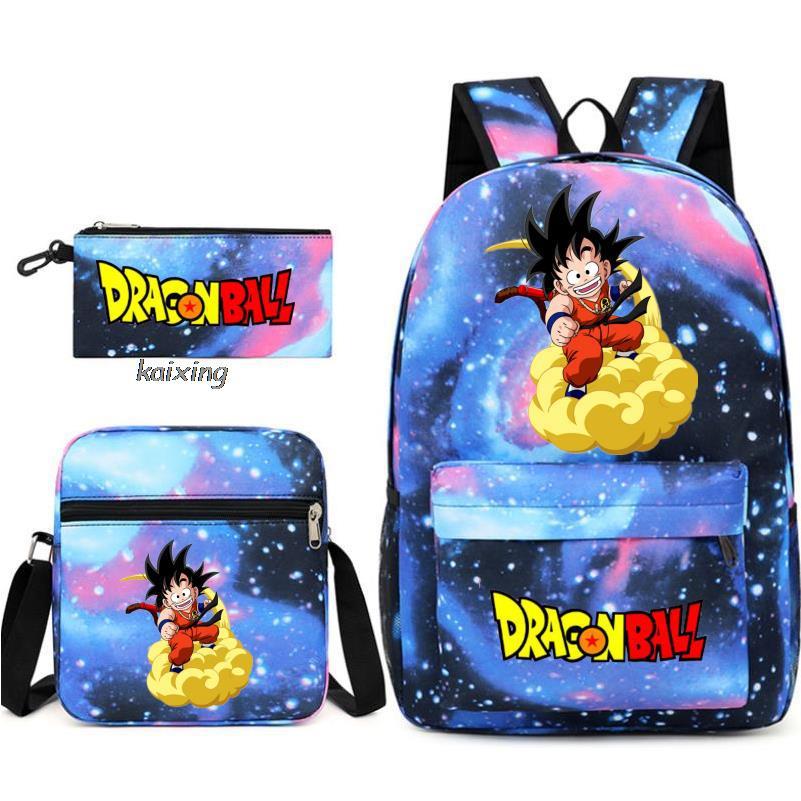 Youth Dragon Ball Backpack Student Shoulder Bag Travel Bag 3-Piece Set