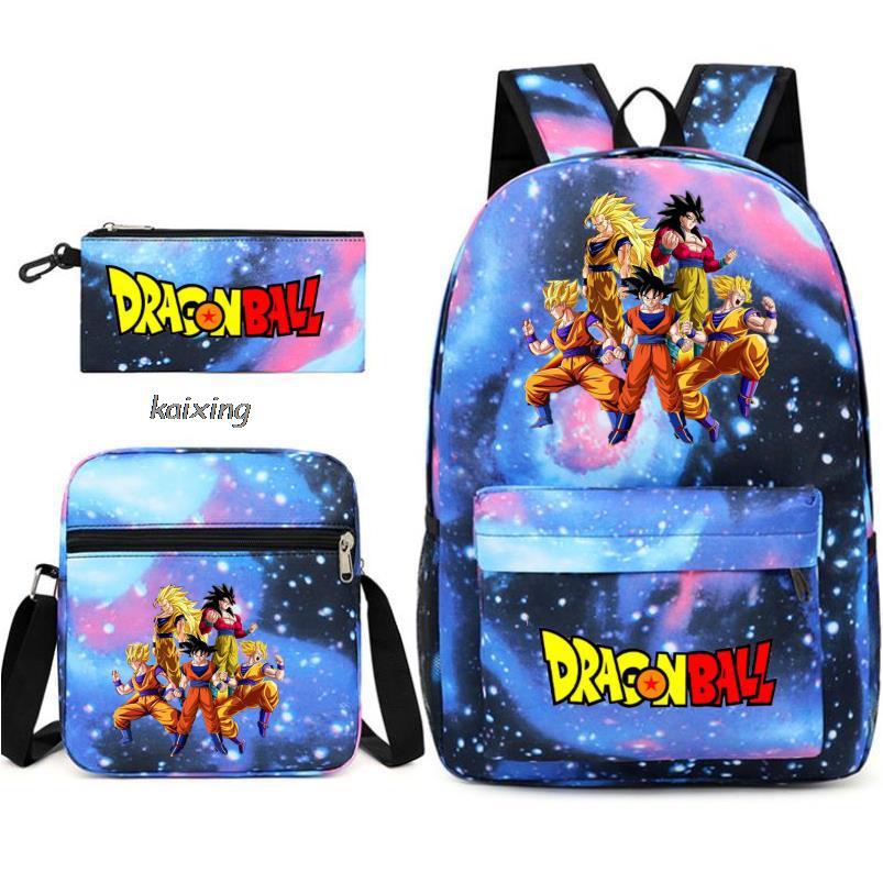 Youth Dragon Ball Backpack Student Shoulder Bag Travel Bag 3-Piece Set