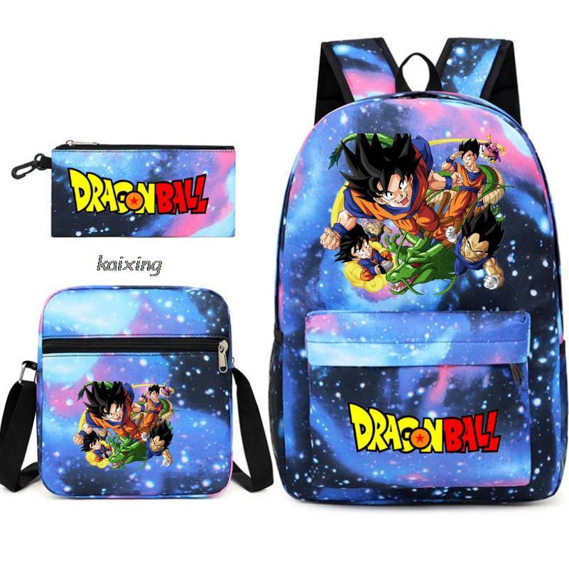 Youth Dragon Ball Backpack Student Shoulder Bag Travel Bag 3-Piece Set