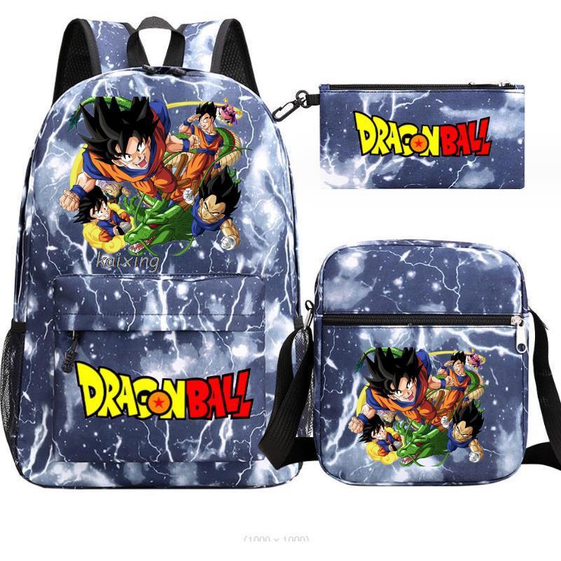 Youth Dragon Ball Backpack Student Shoulder Bag Travel Bag 3-Piece Set