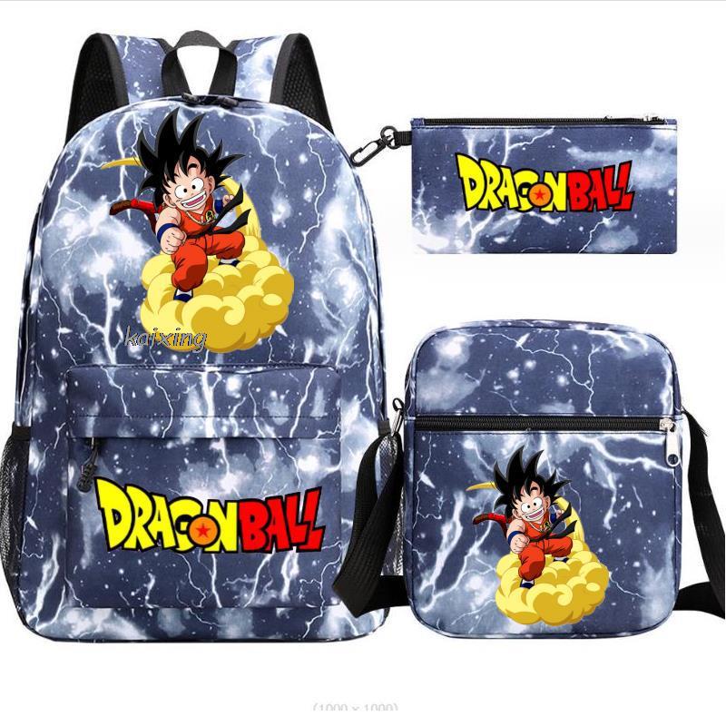 Youth Dragon Ball Backpack Student Shoulder Bag Travel Bag 3-Piece Set