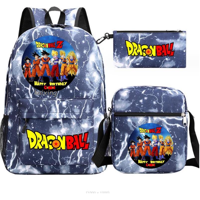 Youth Dragon Ball Backpack Student Shoulder Bag Travel Bag 3-Piece Set