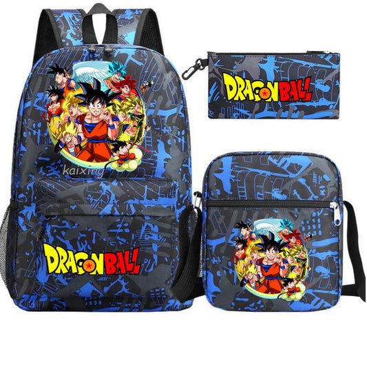 Youth Dragon Ball Backpack Student Shoulder Bag Travel Bag 3-Piece Set