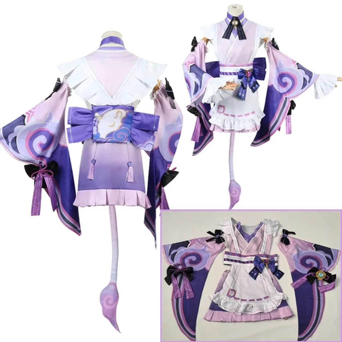Genshin Yumemizuki Cosplay Kimono – Kawaii Fantasy Dress Set - Wig Only(one size) / XL