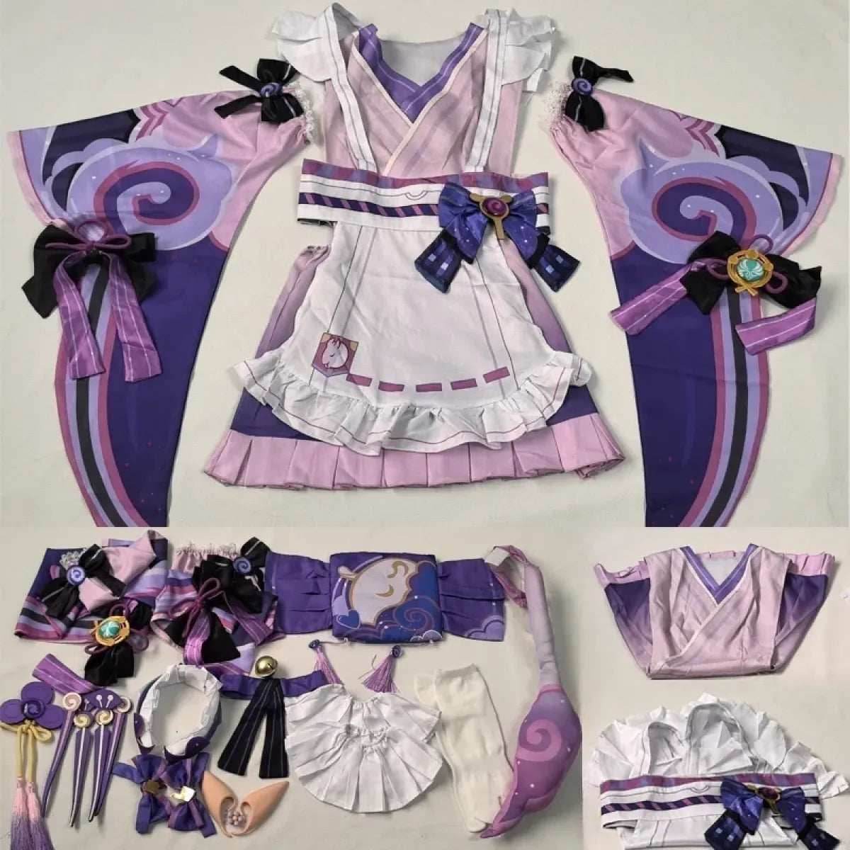 Genshin Yumemizuki Cosplay Kimono – Kawaii Fantasy Dress Set - Wig Only(one size) / XL
