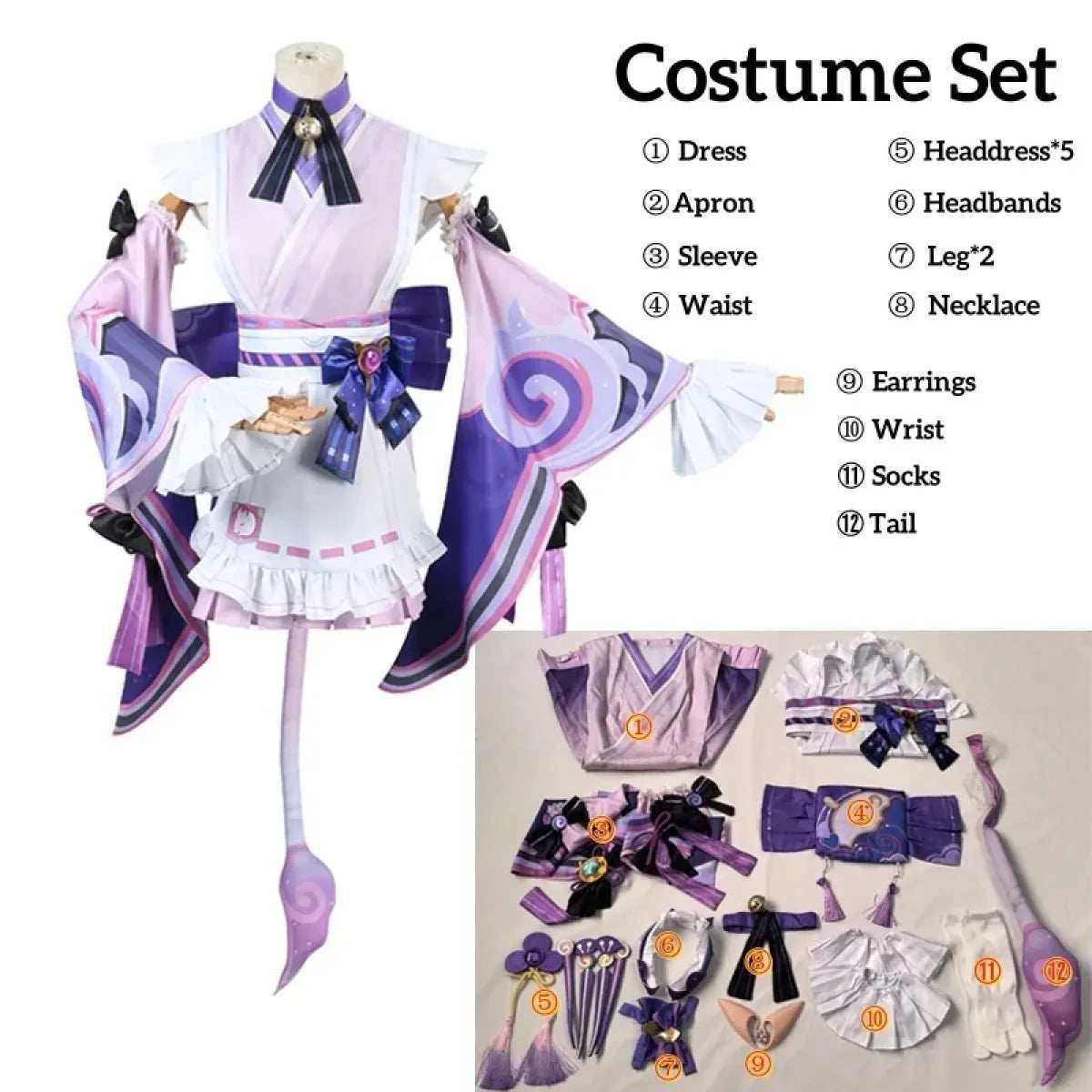 Genshin Yumemizuki Cosplay Kimono – Kawaii Fantasy Dress Set - Costume Only / M