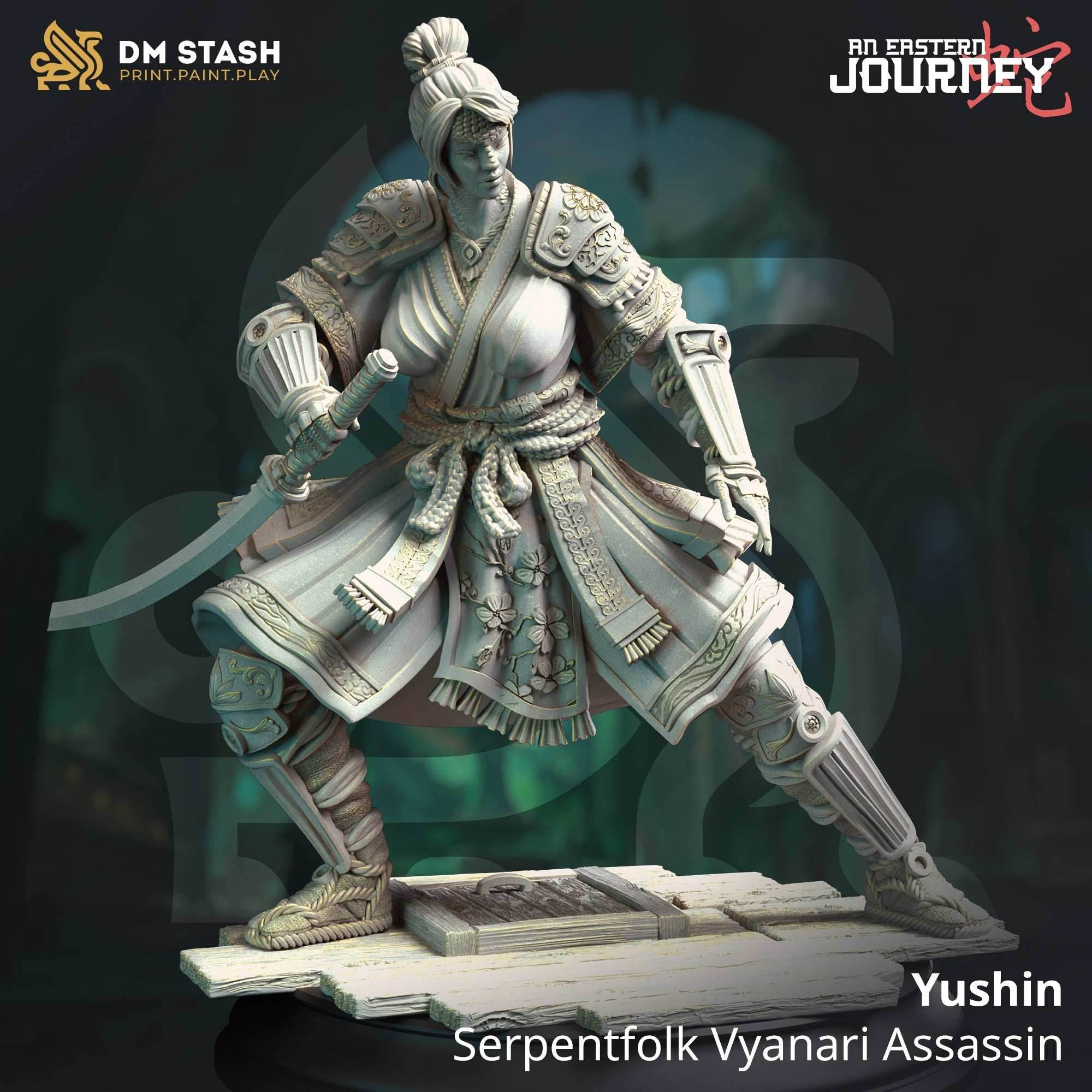 Yushin, Serpentfolk Vyanari Assassin (Female Yuan-ti Rogue) - 32mm Scale