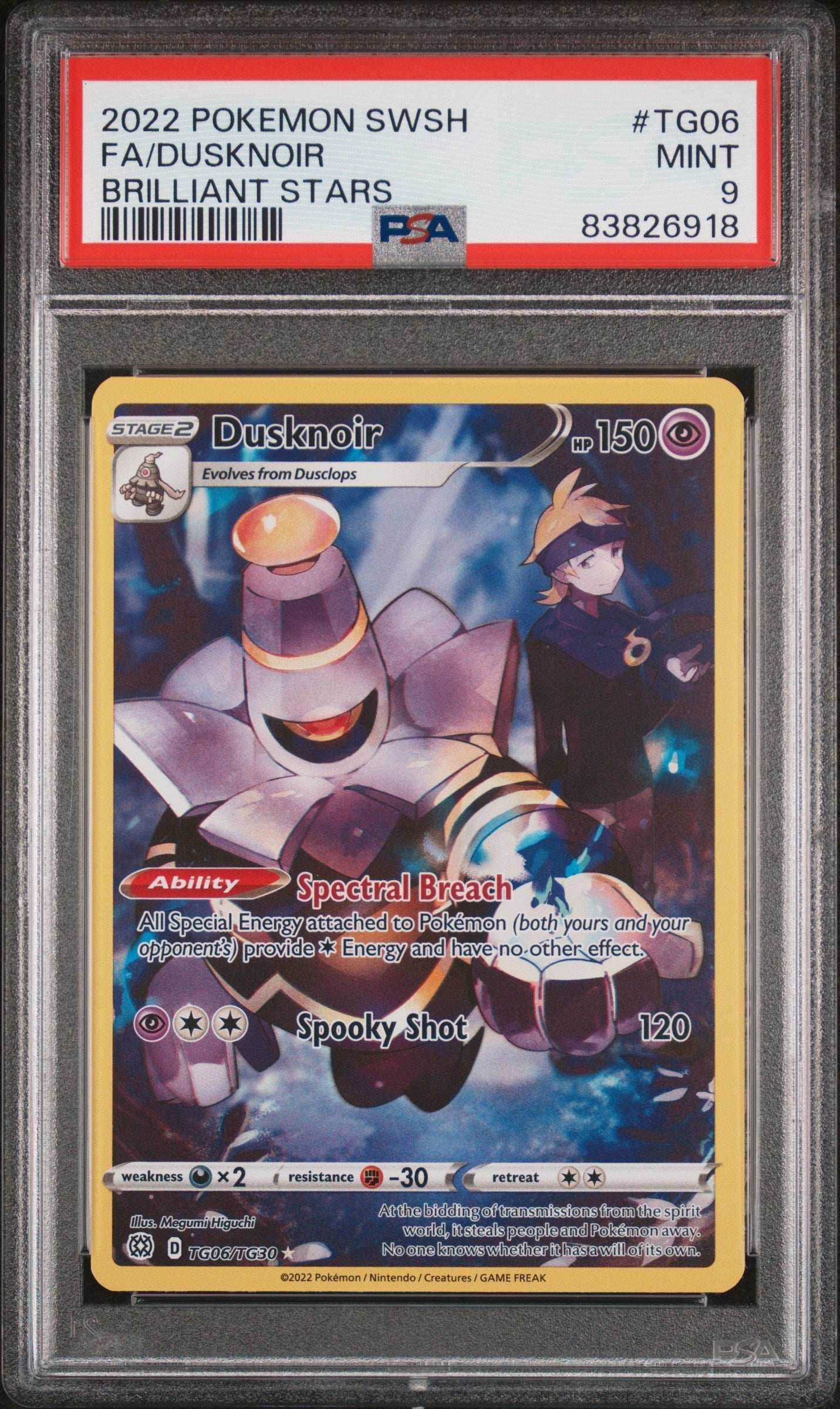 2022 POKEMON SWORD & SHIELD BRILLIANT STARS Full Art DUSKNOIR #TG06 PSA 9 - 