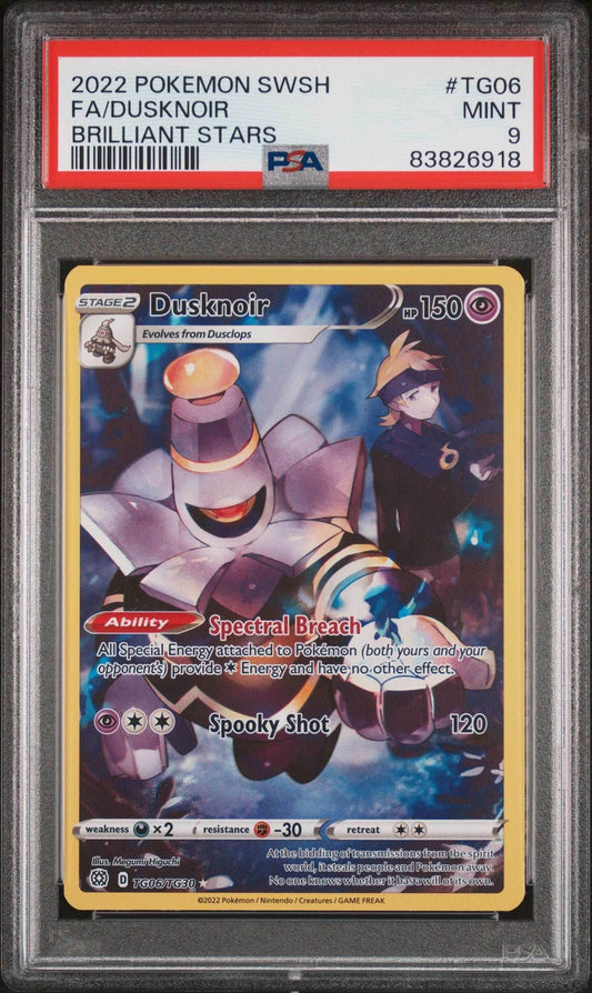 2022 POKEMON SWORD & SHIELD BRILLIANT STARS Full Art DUSKNOIR #TG06 PSA 9 - 