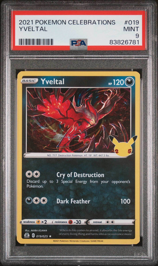 2021 POKEMON CELEBRATIONS YVELTAL #19 - PSA 9 - 