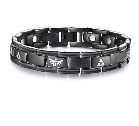 Zelda Bracelets Magnetic Stainless Steel Triforce Charm Strap Bracelet for Man Accessories 8.6