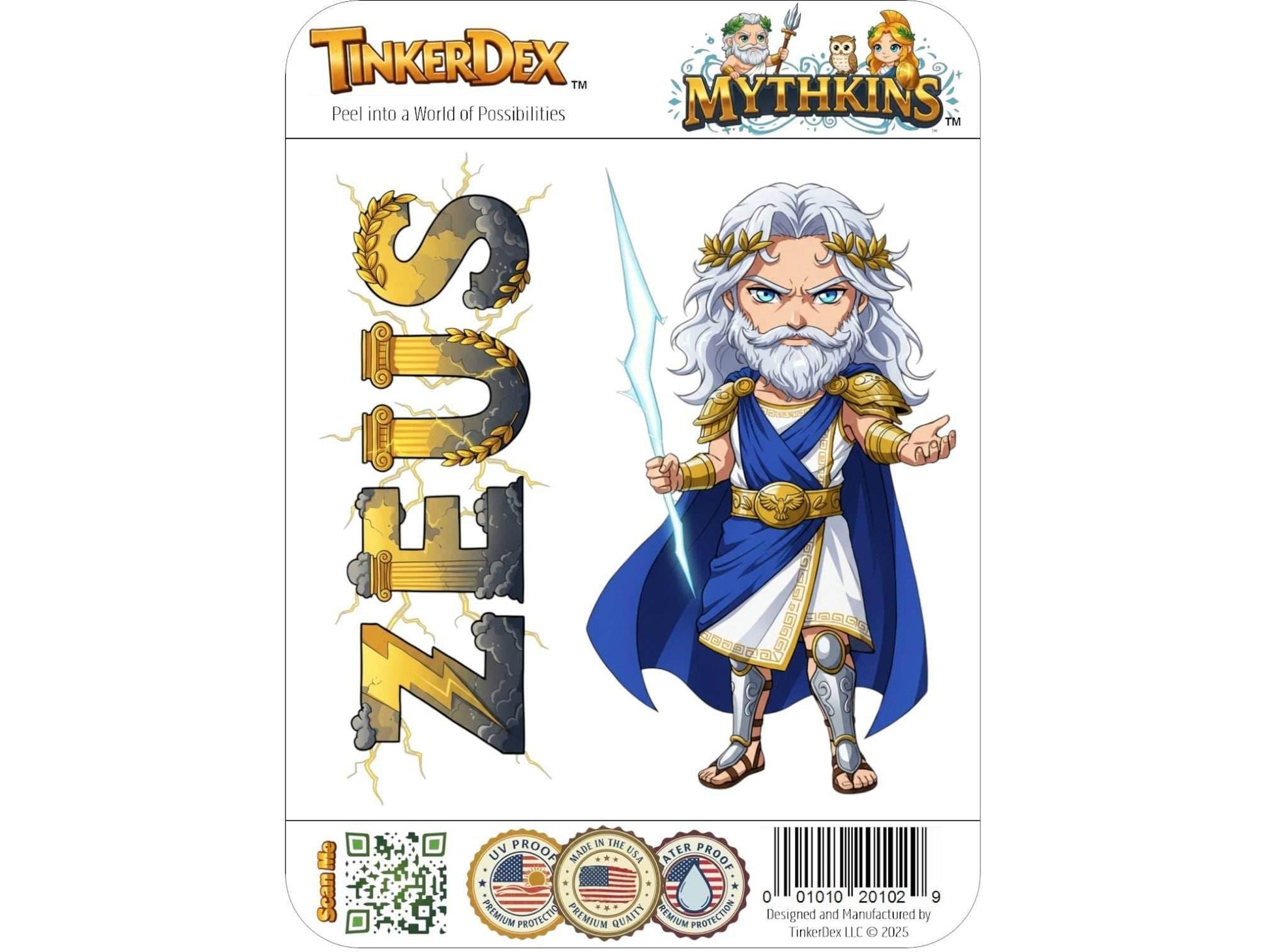 Zeus Basileus Mythkins™ Vinyl Sticker – King of the Gods | Waterproof & UV-Proof - Sticker / Mini