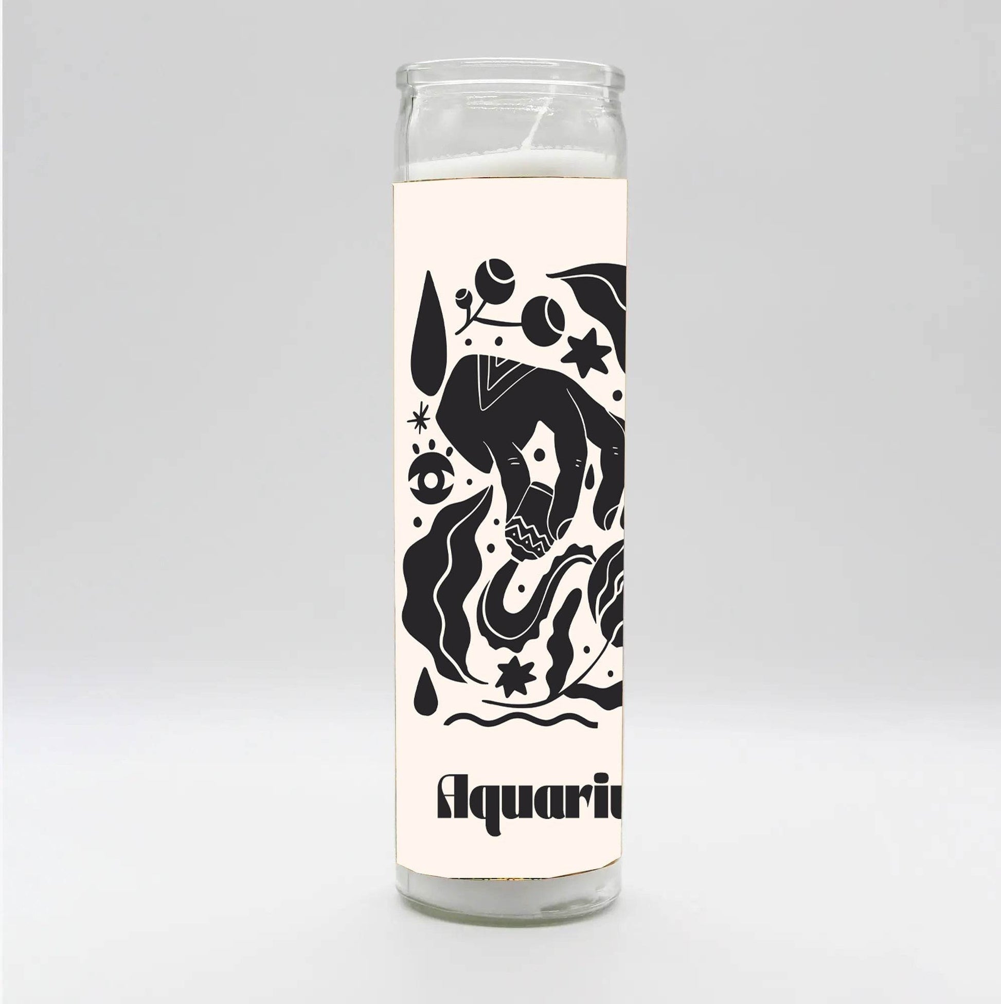 Zodiac Aquarius Candle - White