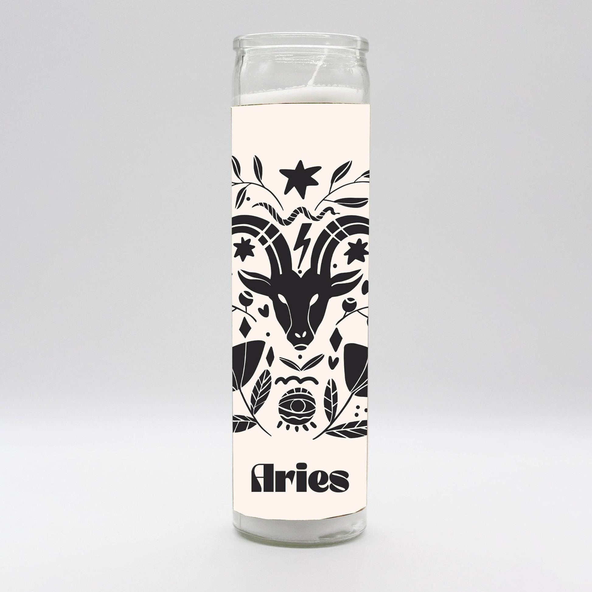 Zodiac Aries Candle - White