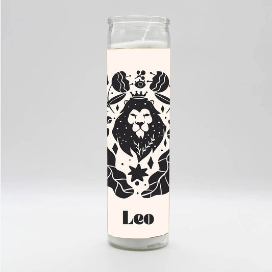 Zodiac Leo Candle - White