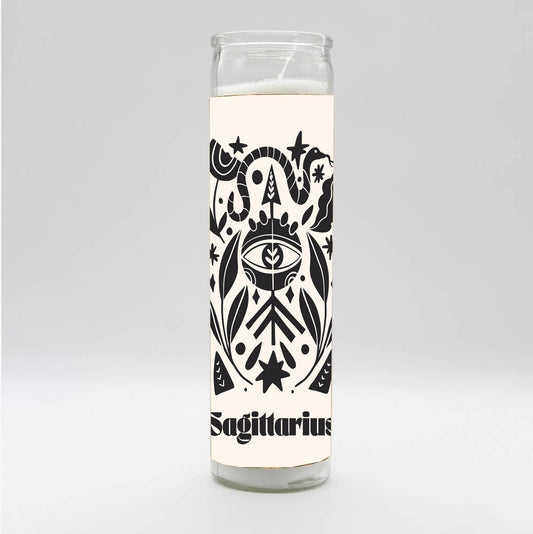 Zodiac Sagittarius Candle - White