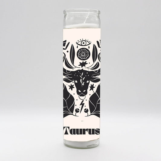 Zodiac Taurus Candle - White